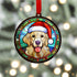 Golden Retriever in Santa Hat Suncatcher Decoration
